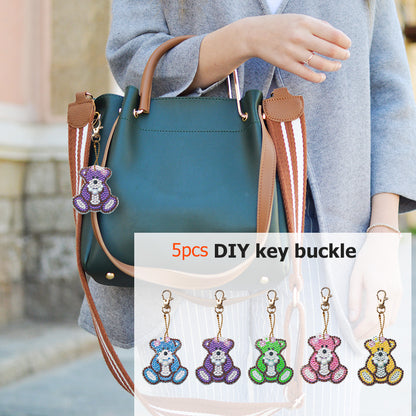 5pcs DIY Full Drill Special Shaped Diamond Painting Bear Keychain Ornaments