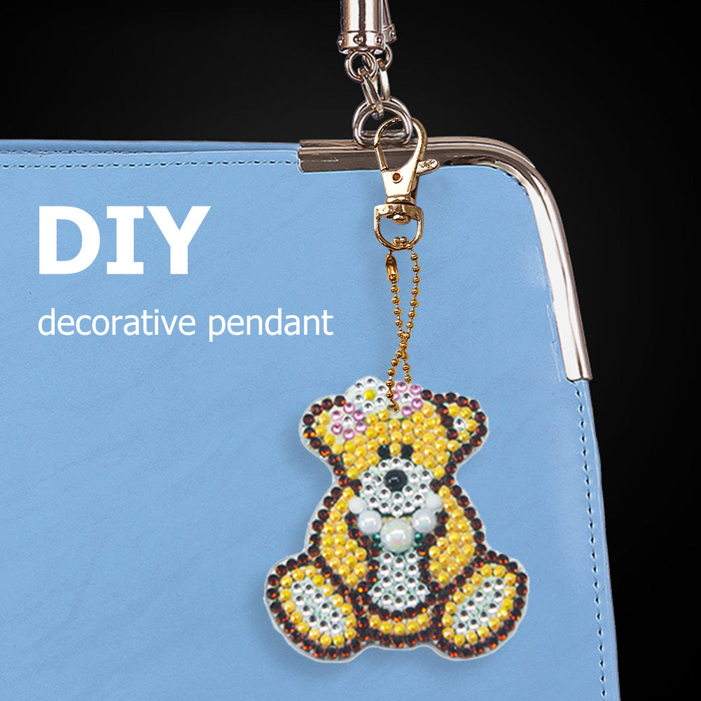 5pcs DIY Full Drill Special Shaped Diamond Painting Bear Keychain Ornaments