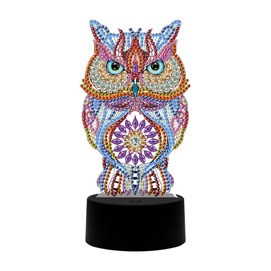 DIY Special Shaped Diamond Painting Owl LED Light Cross Stitch Embroidery