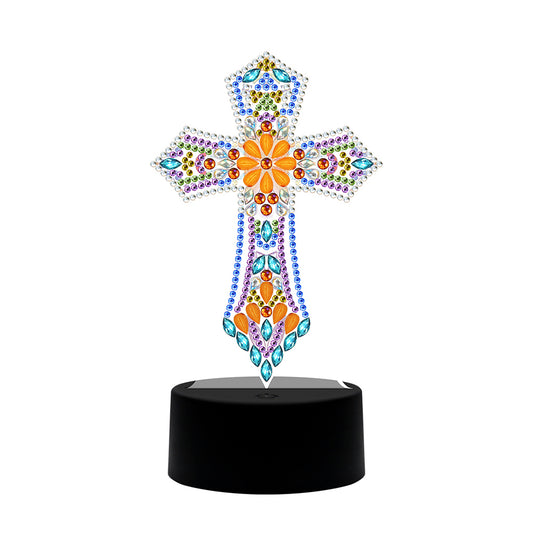 DIY Special Shaped Diamond Painting Cross LED Light Cross Stitch Embroidery