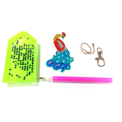 4pcs DIY Full Drill Diamond Key Chain Phenix Pendant Embroidery Keyrings
