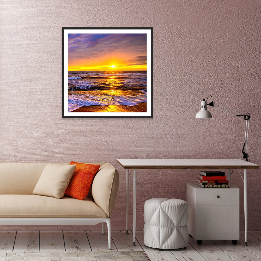 Sunset Seaside - Full Round Drill Diamond Painting 30*30CM