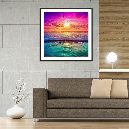 Sunset Seaside - Full Round Drill Diamond Painting 30*30CM