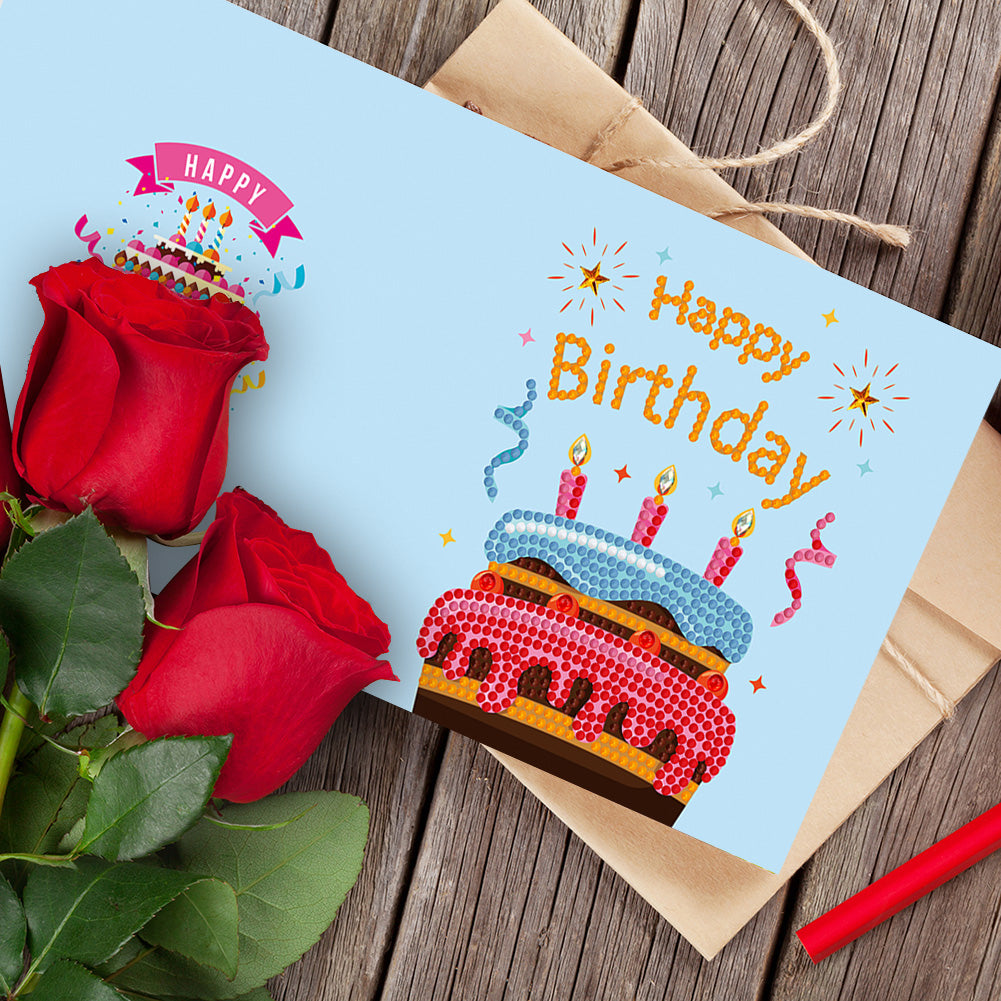 12x DIY Diamond Painting Greeting Cards Birthday Thanks Embroidery Postcard