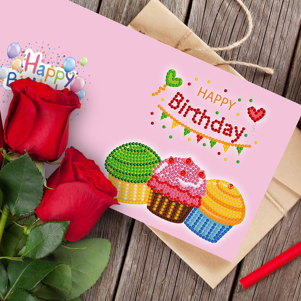 12x DIY Diamond Painting Greeting Cards Birthday Thanks Embroidery Postcard
