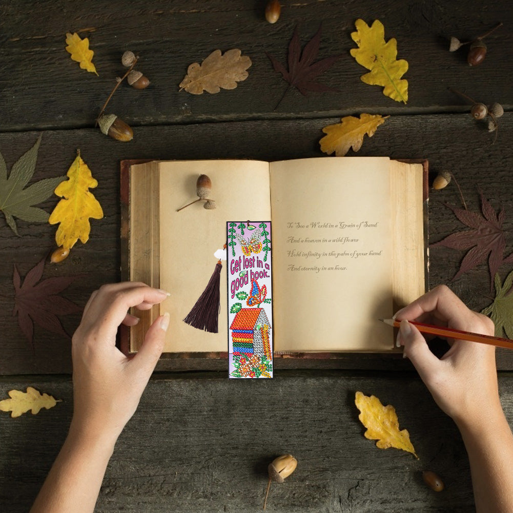DIY Special Shaped Diamond Painting House Leather Bookmark Tassel Marker