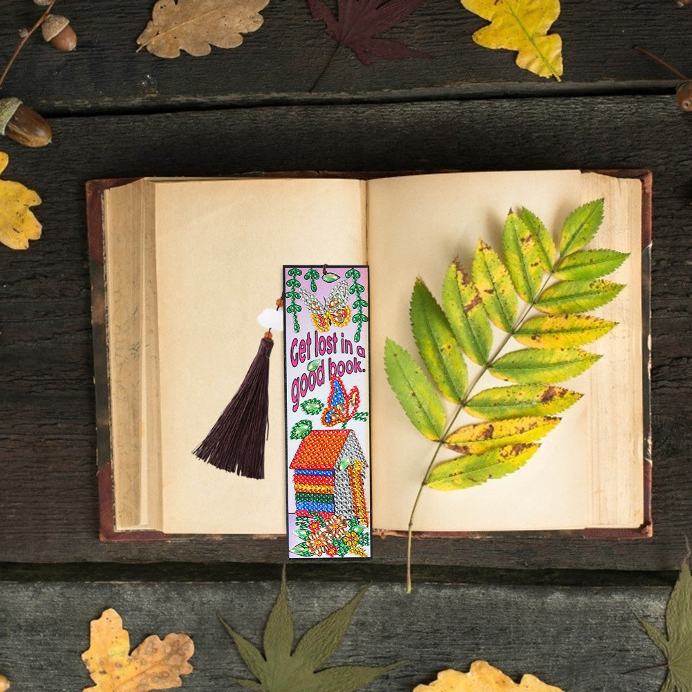 DIY Special Shaped Diamond Painting House Leather Bookmark Tassel Marker