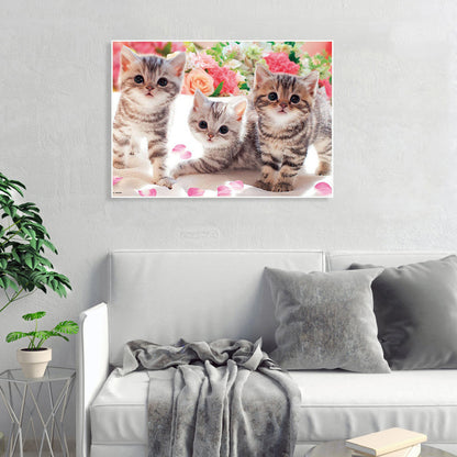 Three Kittens - Full Round Drill Diamond Painting 40*30CM