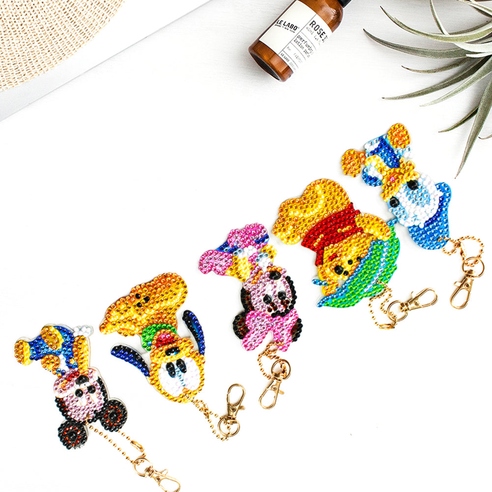 5x DIY Diamond Painting Keychains Cute Cartoon Embroidery Needlework Craft