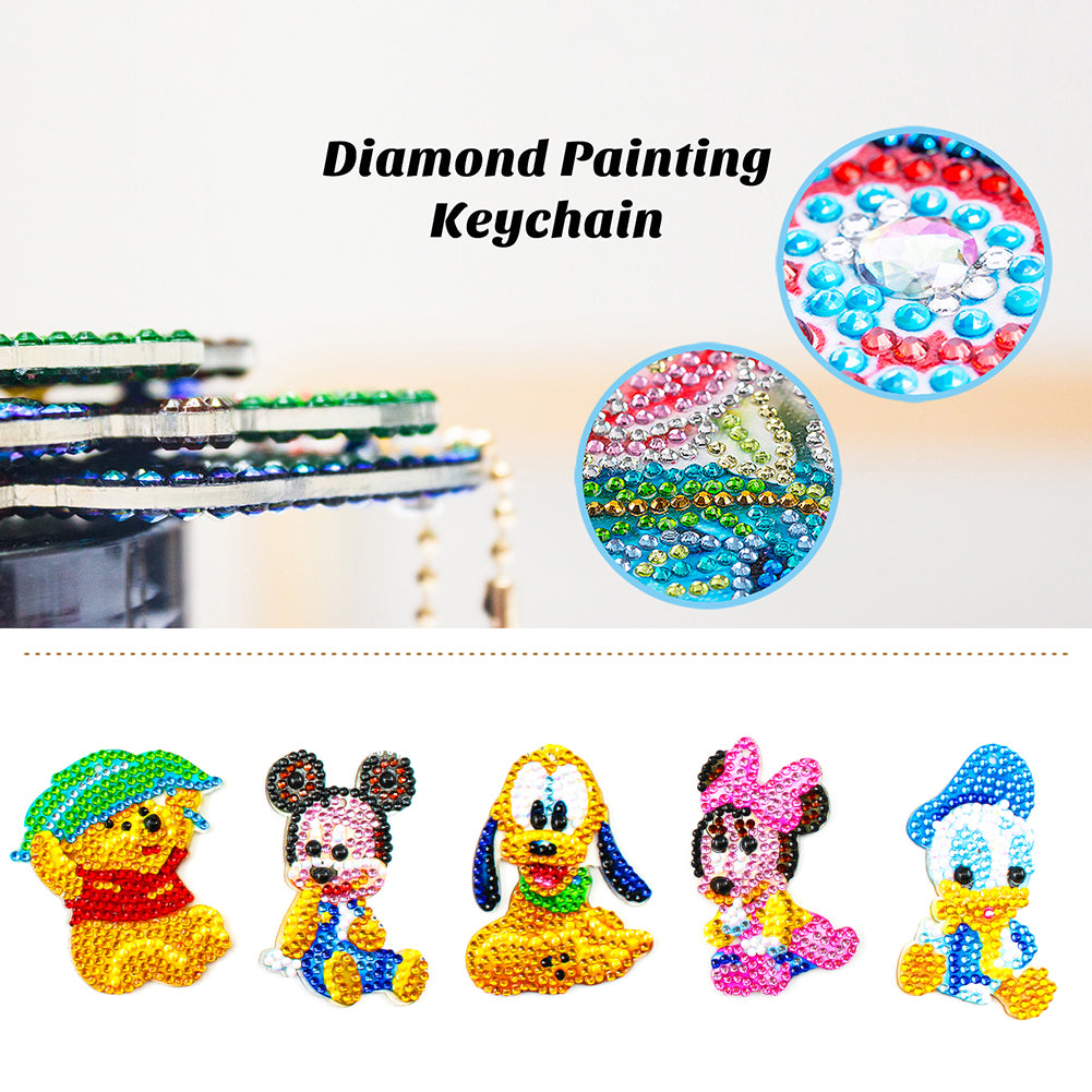 5x DIY Diamond Painting Keychains Cute Cartoon Embroidery Needlework Craft