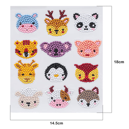 12x Kids Full Drill DIY Diamond Painting Stickers Animal Phone Cup Decals