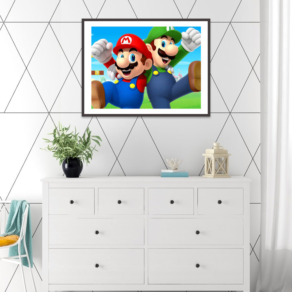 Mario Character - Full Round Drill Diamond Painting 40*30CM
