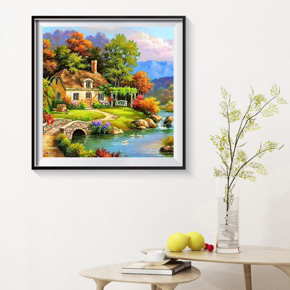 Village Landscape - Full Round Drill Diamond Painting 30*30CM