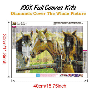 Grassland Horses - Full Round Drill Diamond Painting 40*30CM