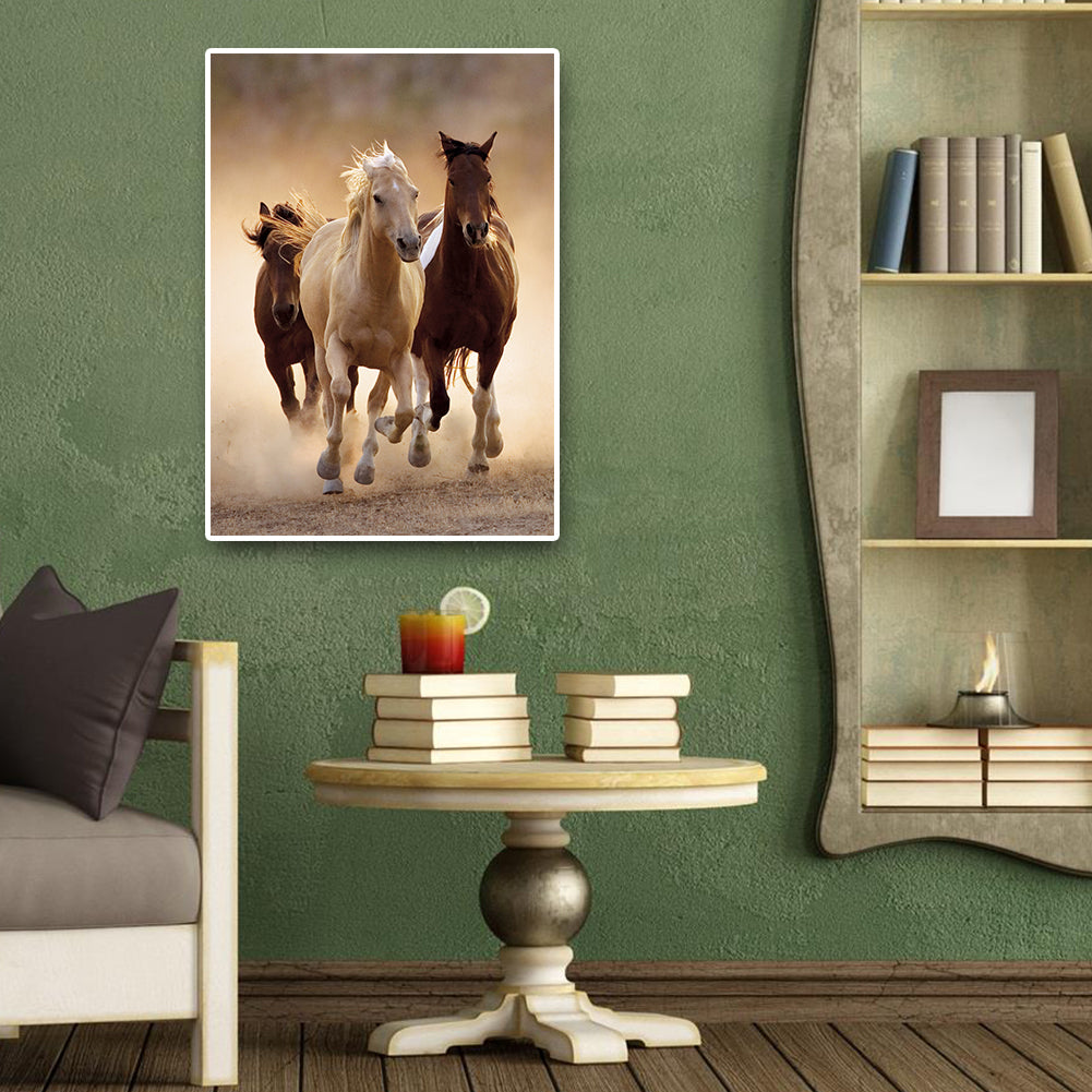 Three Horses - Full Round Drill Diamond Painting 30*40CM