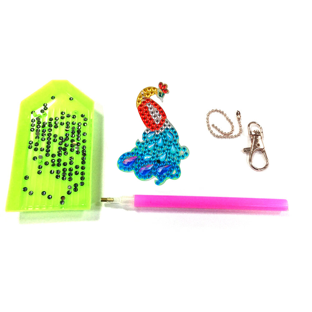 4pcs Small Animals Cross Stitch Key Chain Special Shaped Diamond Painting
