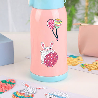 8pcs DIY Round Diamond Painting Cartoon Rabbit Stickers Crafts for Children