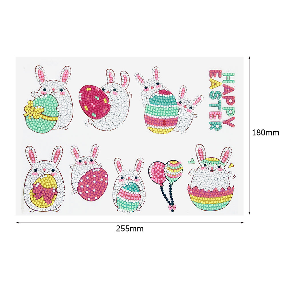 8pcs DIY Round Diamond Painting Cartoon Rabbit Stickers Crafts for Children