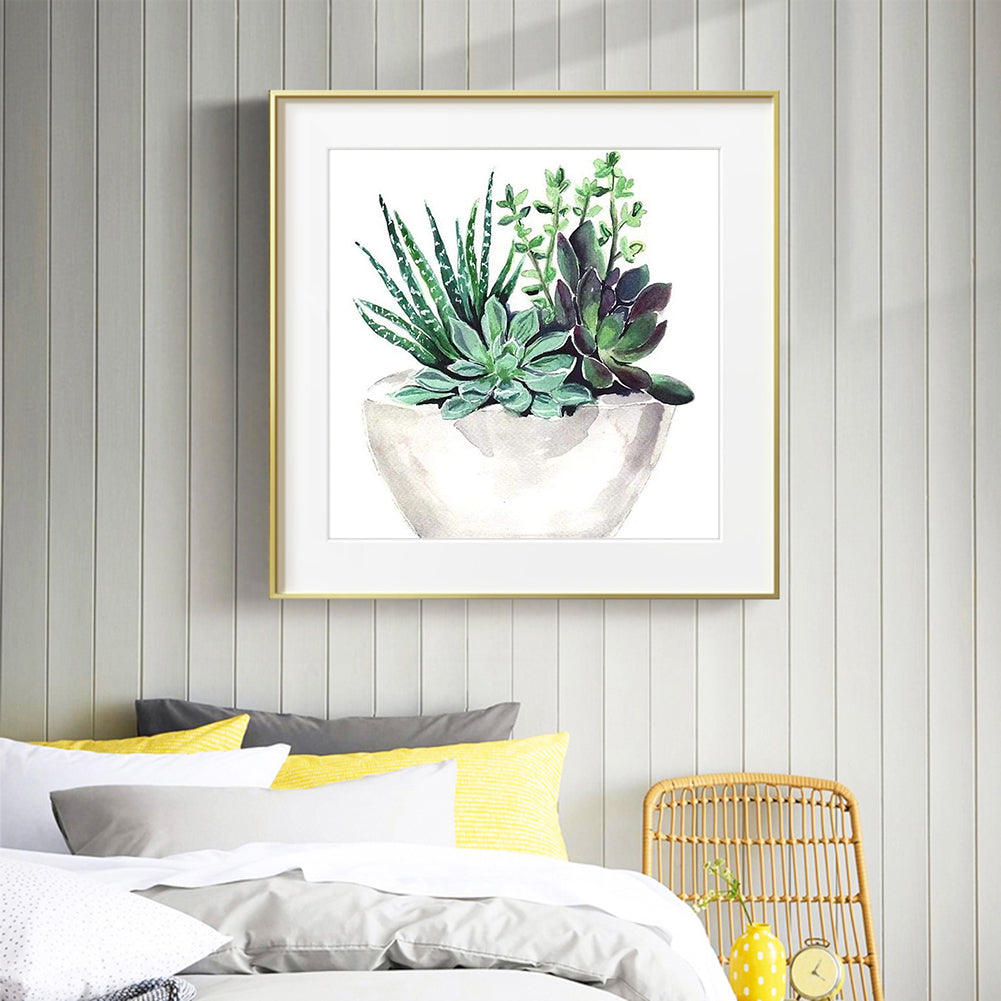 Succulent Plant - Full Round Drill Diamond Painting 30*30CM