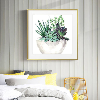 Succulent Plant - Full Round Drill Diamond Painting 30*30CM