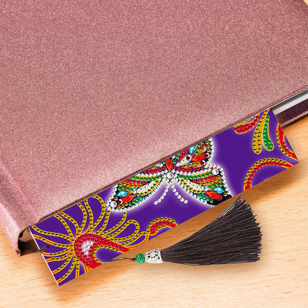 5D DIY Special Shaped Diamond Painting Leather Butterfly Tassel Book Marks