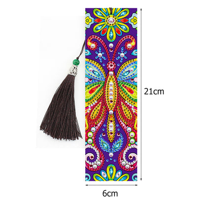 5D DIY Special Shaped Diamond Painting Leather Butterfly Tassel Book Marks