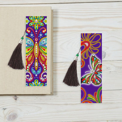 5D DIY Special Shaped Diamond Painting Leather Butterfly Tassel Book Marks