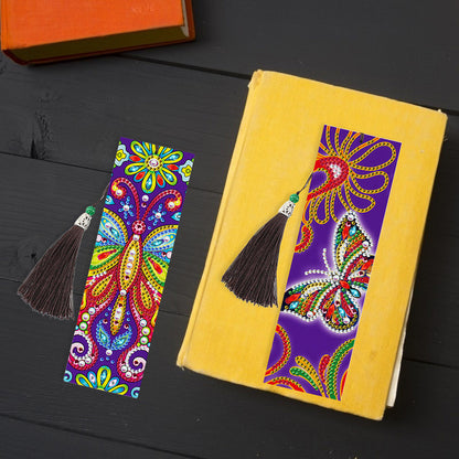 5D DIY Special Shaped Diamond Painting Leather Butterfly Tassel Book Marks