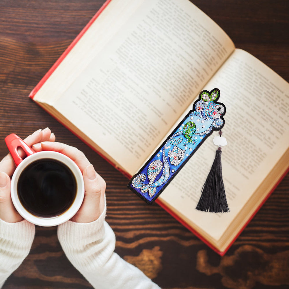 5D DIY Special Shaped Diamond Painting Exquisite Leather Tassel Bookmarks