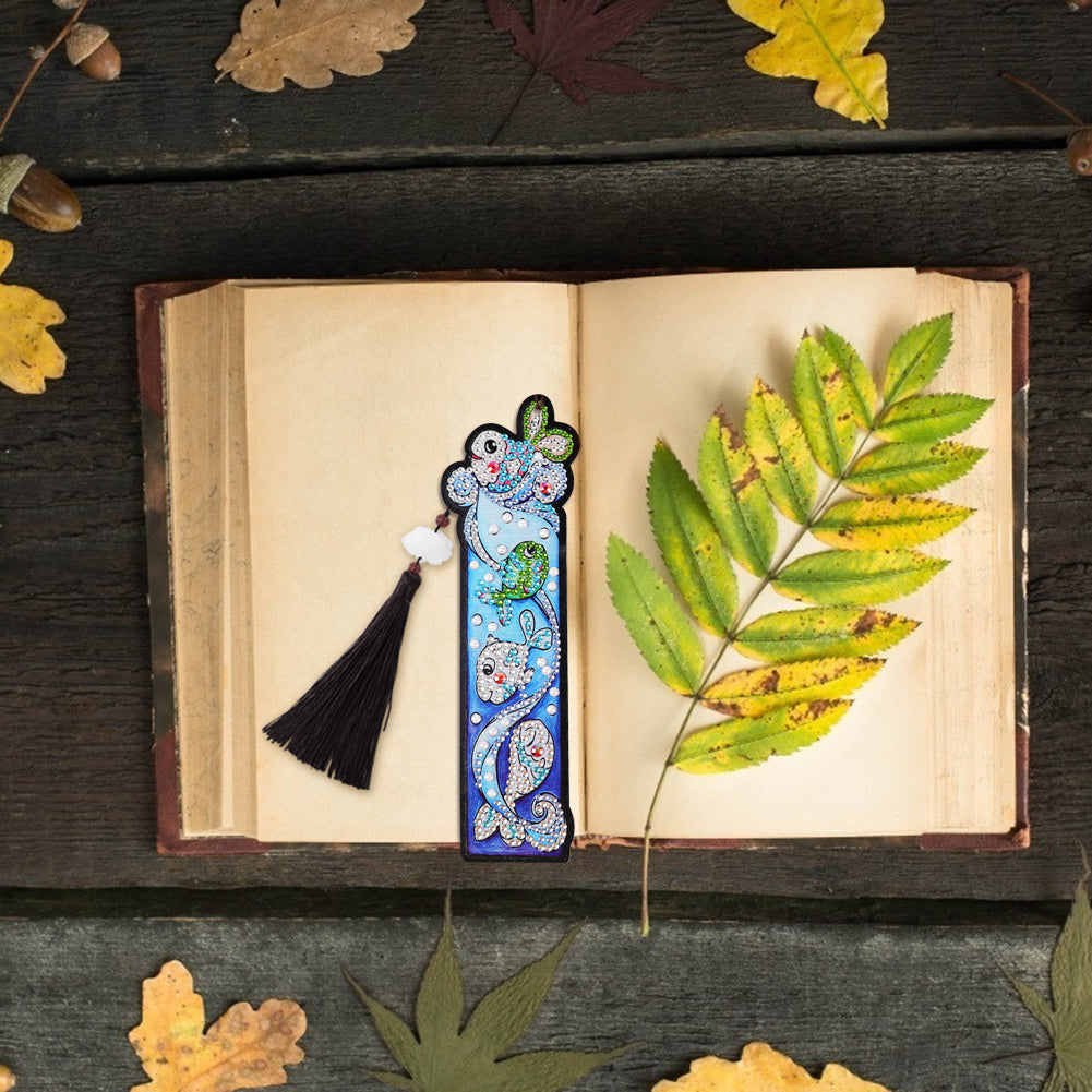 5D DIY Special Shaped Diamond Painting Exquisite Leather Tassel Bookmarks