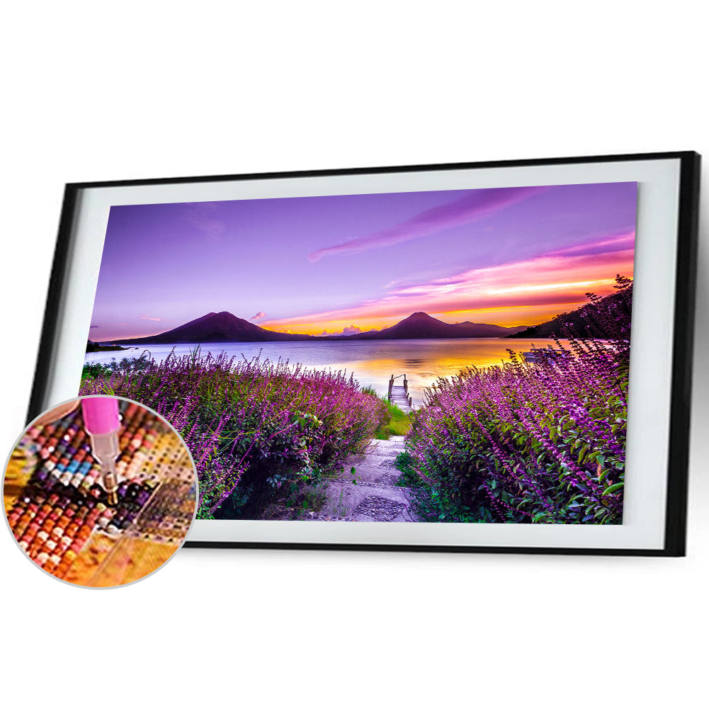Lakeside Flower - Full Round Drill Diamond Painting 100*40CM