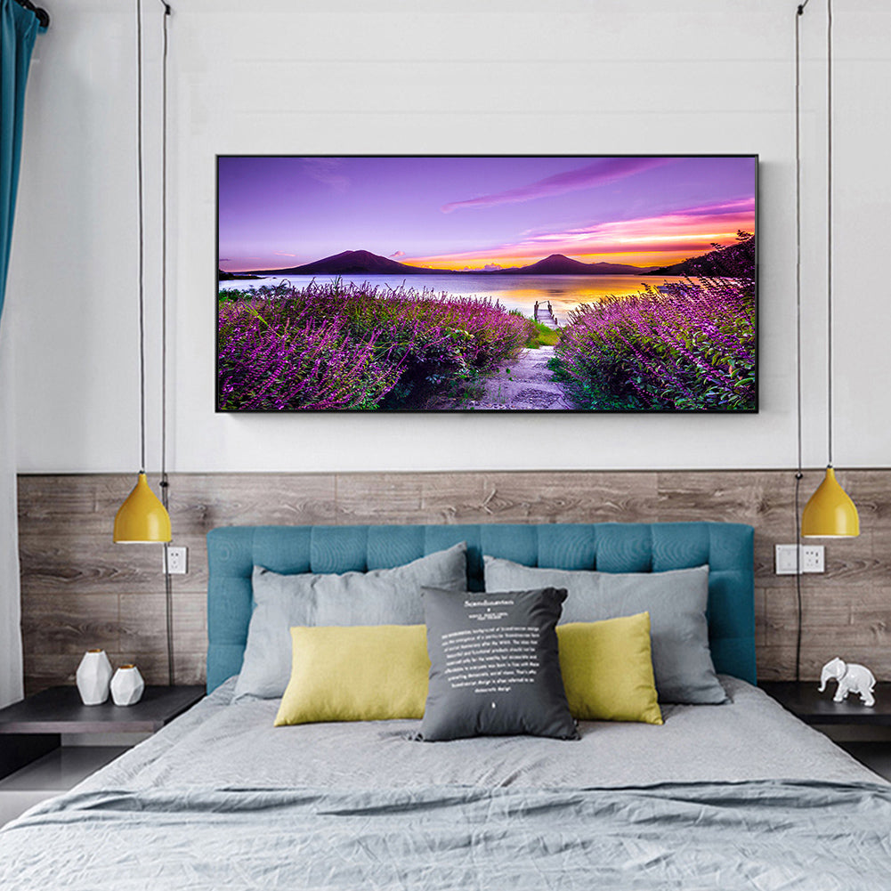 Lakeside Flower - Full Round Drill Diamond Painting 100*40CM