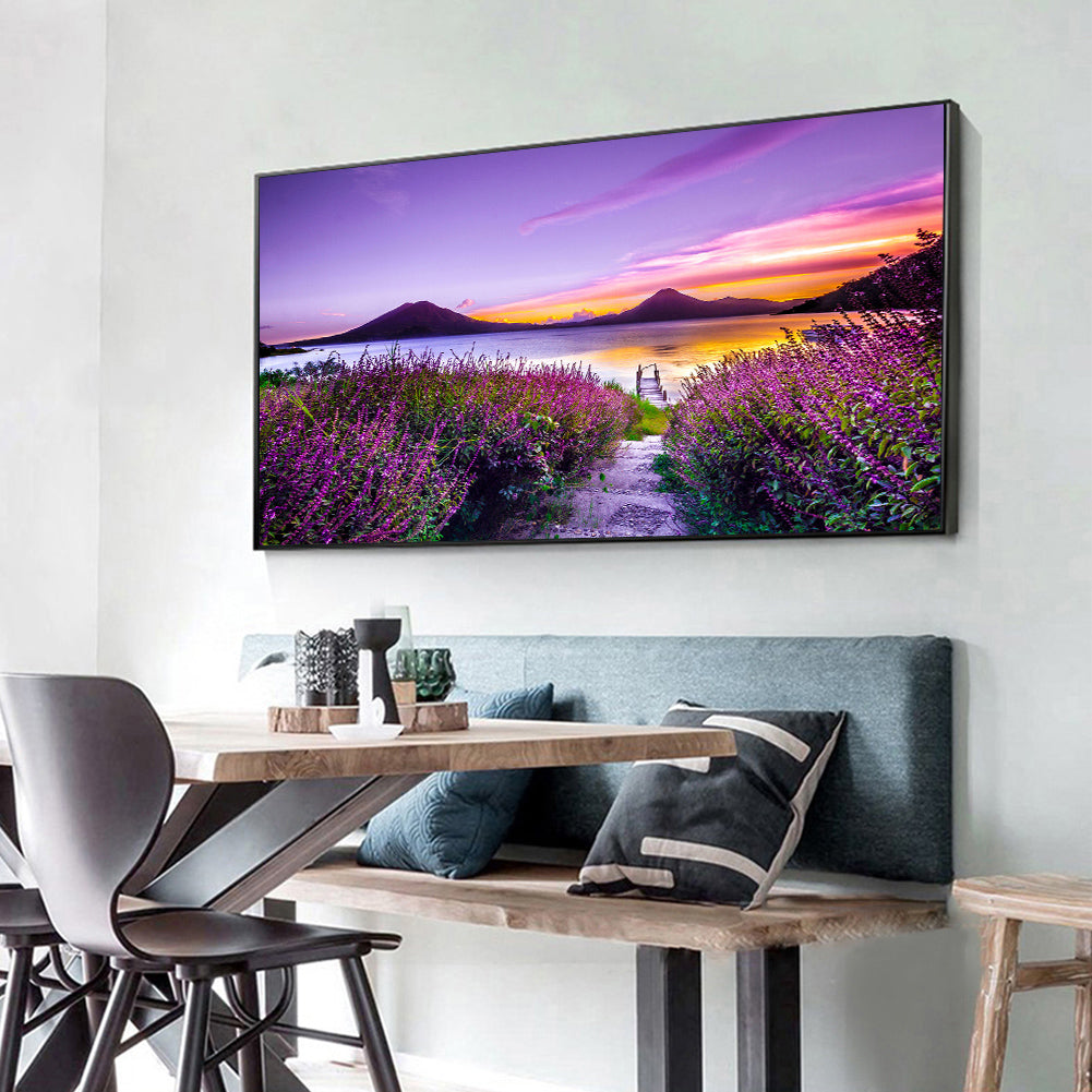 Lakeside Flower - Full Round Drill Diamond Painting 100*40CM