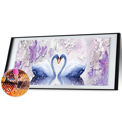 Swan Love - Full Round Drill Diamond Painting 80*30CM