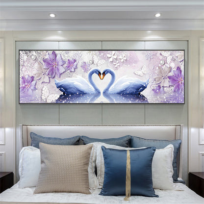Swan Love - Full Round Drill Diamond Painting 80*30CM