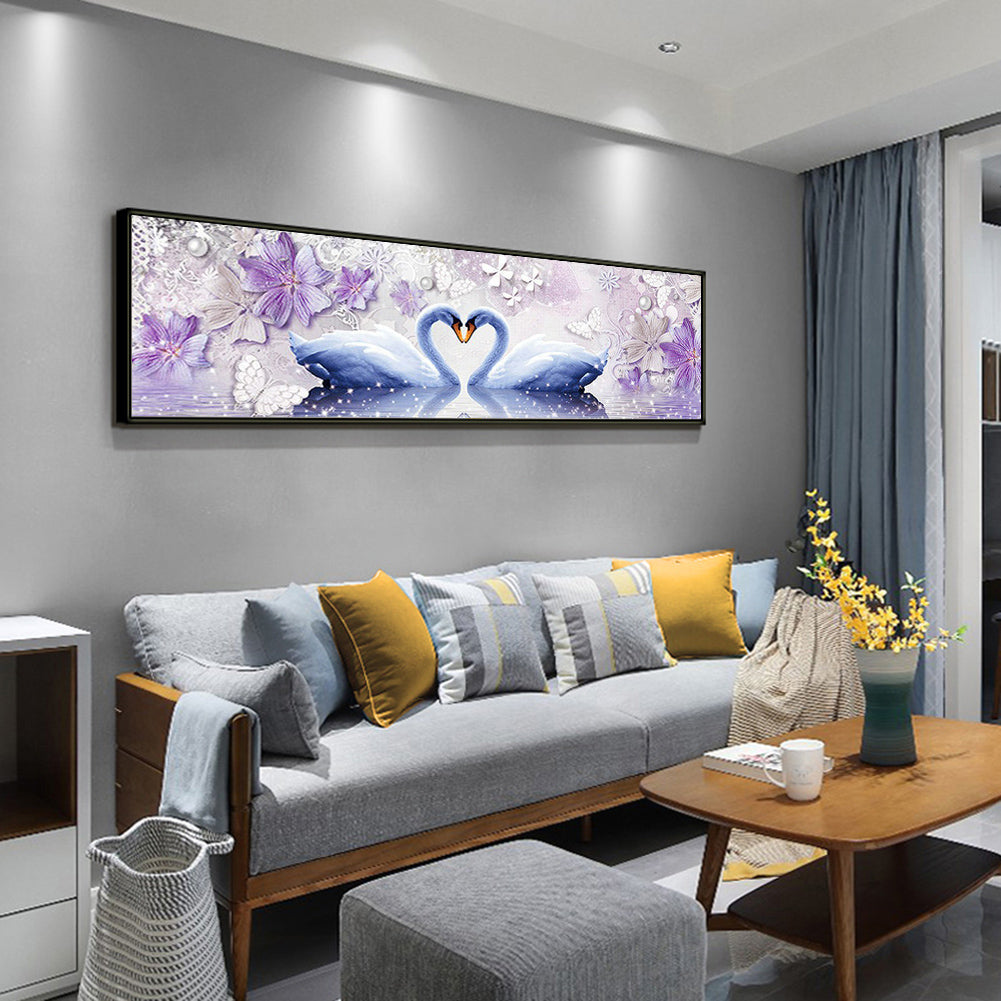 Swan Love - Full Round Drill Diamond Painting 80*30CM