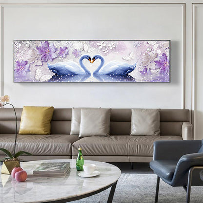 Swan Love - Full Round Drill Diamond Painting 80*30CM