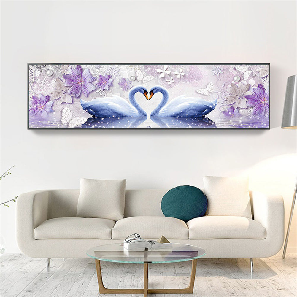 Swan Love - Full Round Drill Diamond Painting 80*30CM