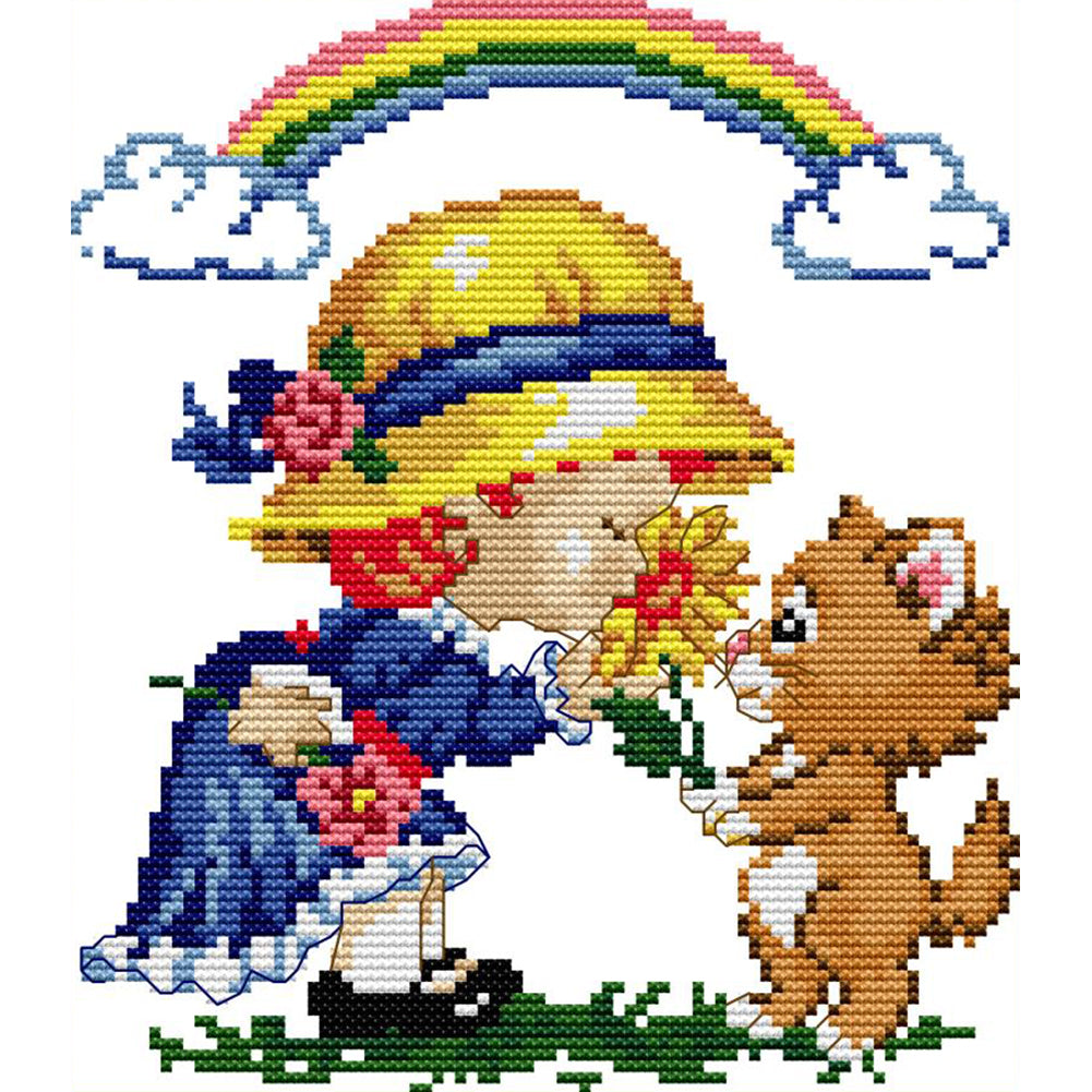 Happiness - 14CT Stamped Cross Stitch 20*22CM