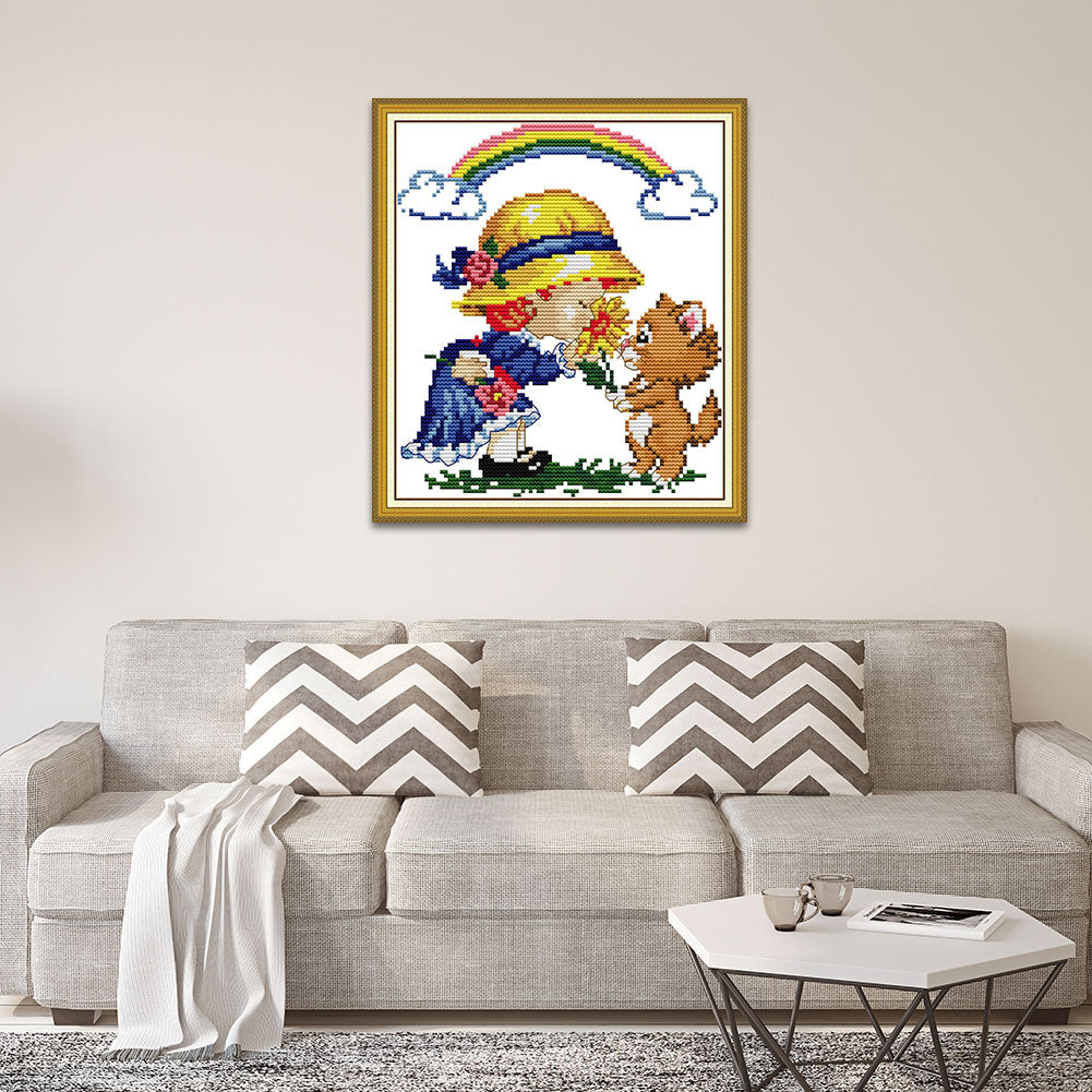 Happiness - 14CT Stamped Cross Stitch 20*22CM