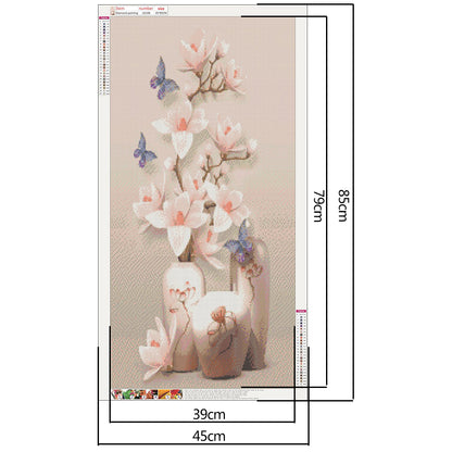 Vase Mangnolia - Full Round Drill Diamond Painting 45*85CM