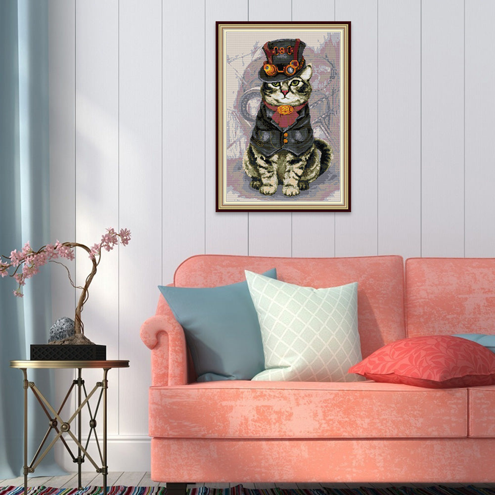 Mighty Cat - 38*53CM Stamped Cross Stitch 38*53CM