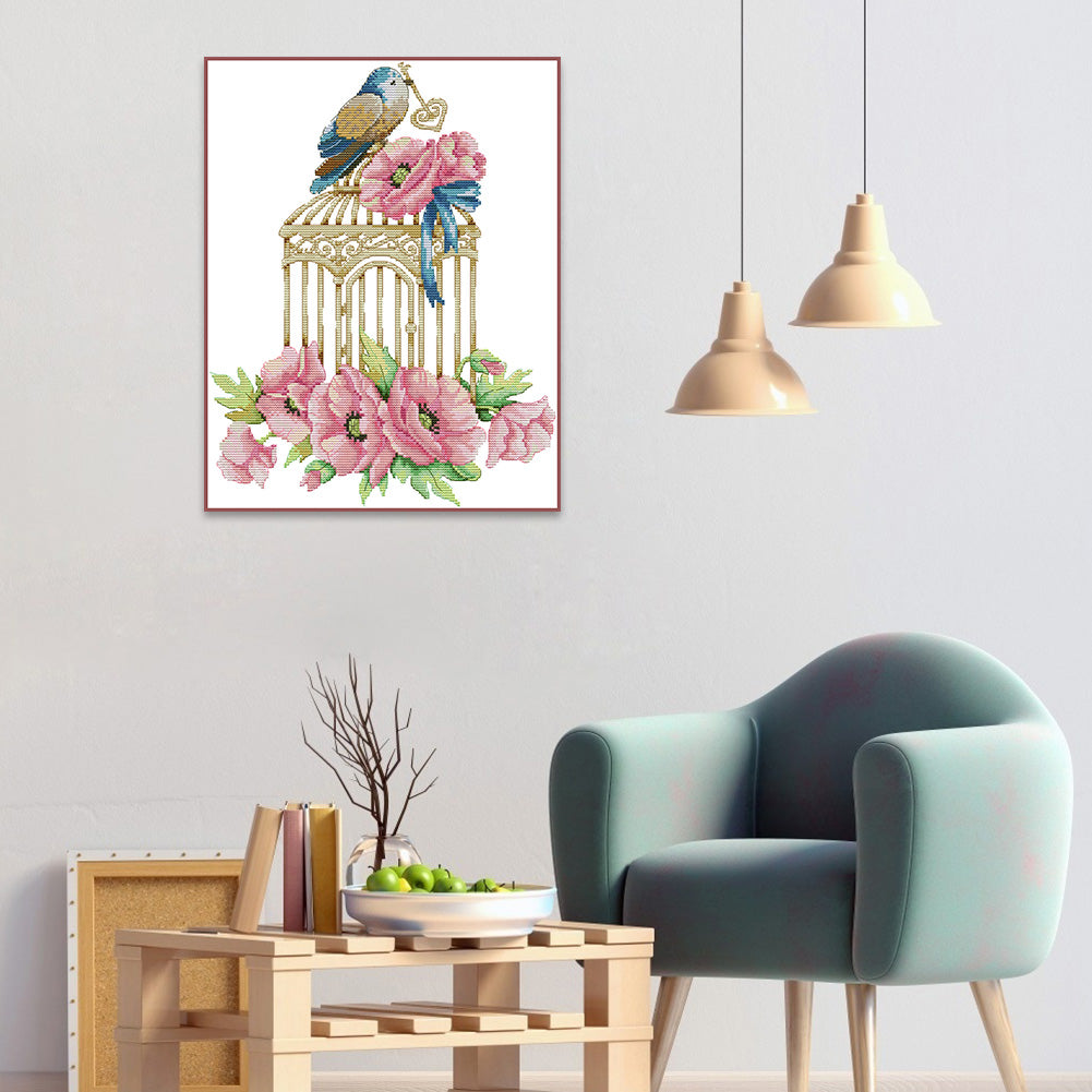 Birdcage - 14CT Stamped Cross Stitch 32*40CM