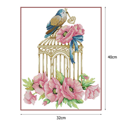 Birdcage - 14CT Stamped Cross Stitch 32*40CM