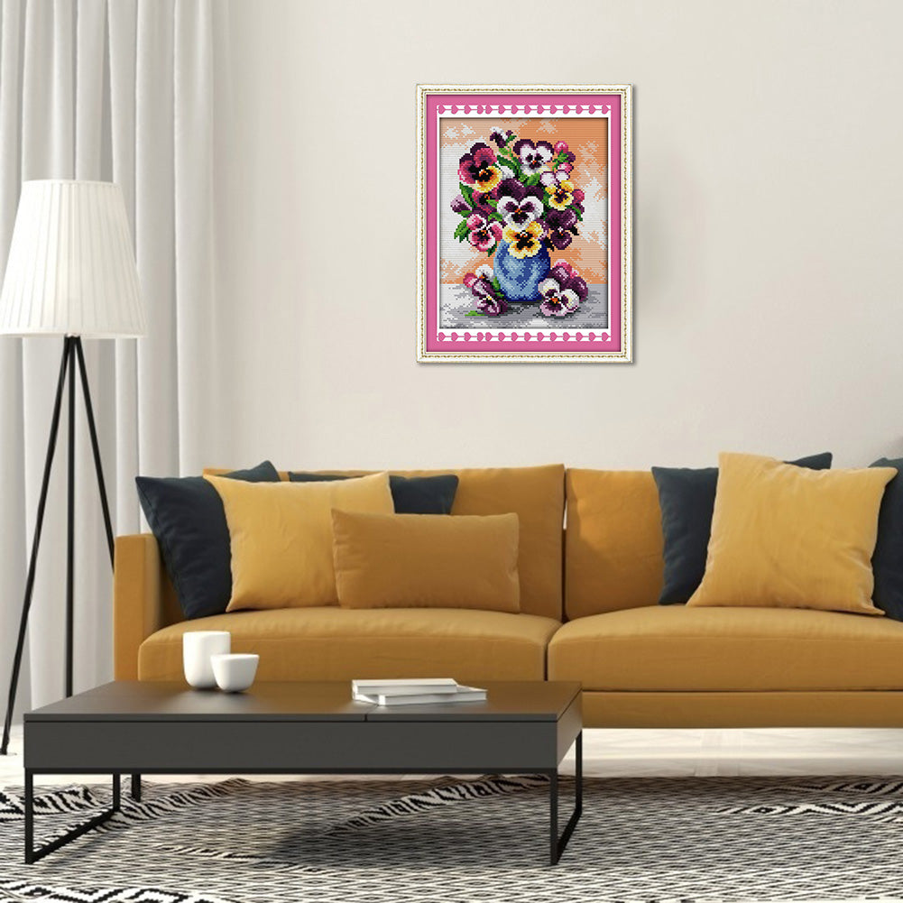 Colorful Flowers - 14CT Stamped Cross Stitch 29*22CM