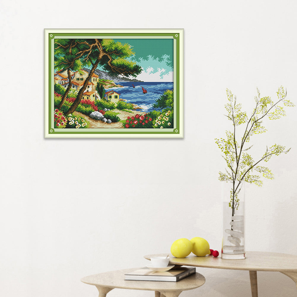 Seaside- 14CT Stamped Cross Stitch 36*29CM