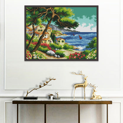 Seaside- 14CT Stamped Cross Stitch 36*29CM