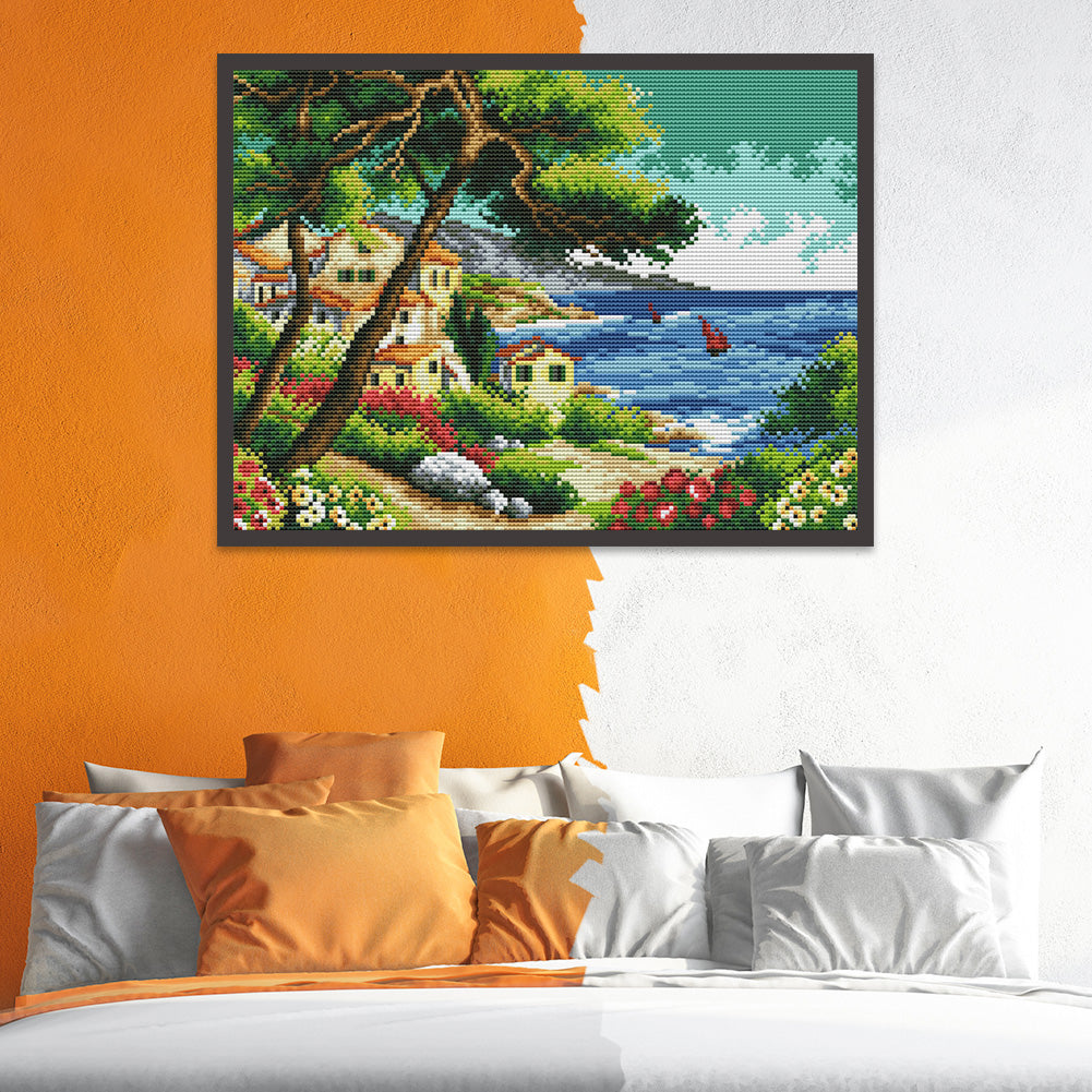 Seaside- 14CT Stamped Cross Stitch 36*29CM