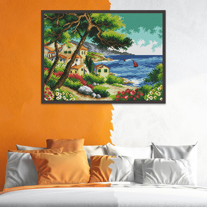 Seaside- 14CT Stamped Cross Stitch 36*29CM