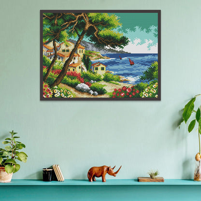 Seaside- 14CT Stamped Cross Stitch 36*29CM